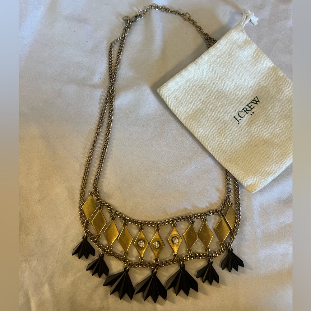 J. Crew Gold and Black Geometric statement Necklace